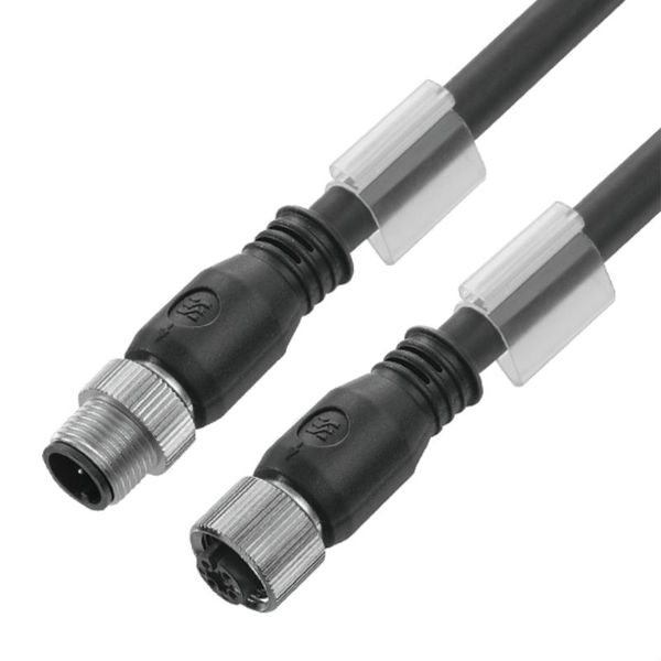 Sensor/actuator line, Connecting line, M12 / M12, Number of poles : 4, 0.75 m, pin, straight - socket, straight, Shielded: Yes, LED: No, Sheath material: PUR, Halogen: No image 1