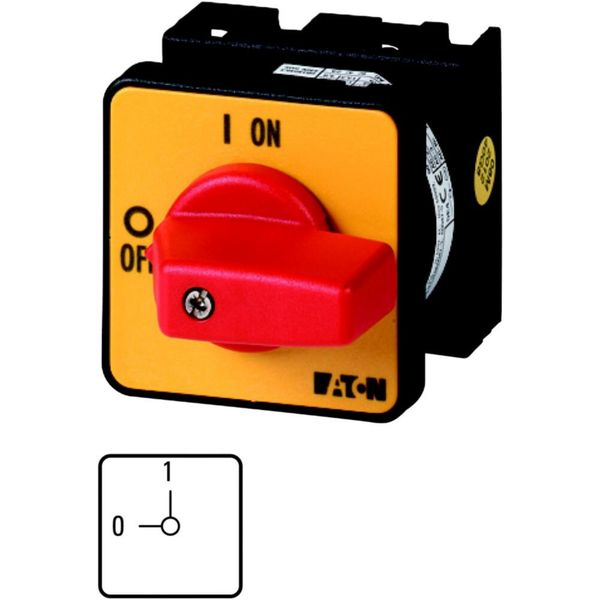 T0-1-102/E-RT On-Off switch, T0, 20 A, flush mounting, 1 contact unit(s), 2 pole, Emergency switching off function, with red thumb grip and yellow front plate image 6