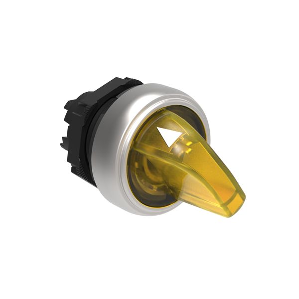 Illuminated selector switch actuator Ø22mm Platinum series chromed plastic, 2 position, 0 - 1. Yellow image 1