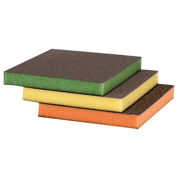 3 pcs pack sanding pads, contour120 x 98 x 13 mm, M, F, SF image 1