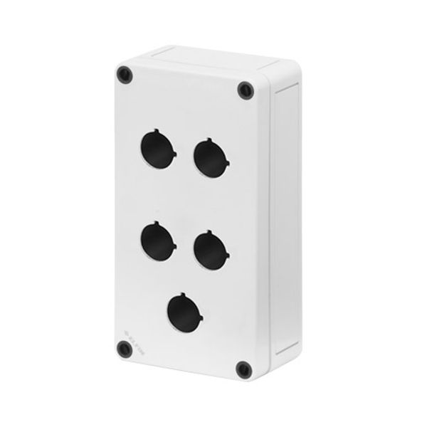 Polystyrene push-button enclosure 94x180x57, 5 holes Ø 22 image 1