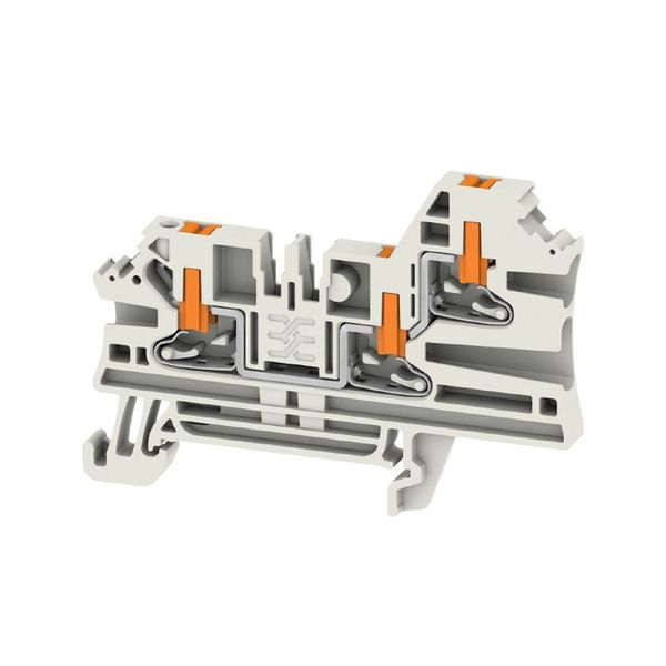 Feed-through terminal block, PUSH IN, Light Grey, 2.5 mm², 24 A, 800 V, Number of connections: 3 image 1