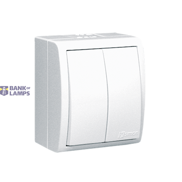 Splash-proof double two-way switch, IP54, 10AX, Screw, white image 1