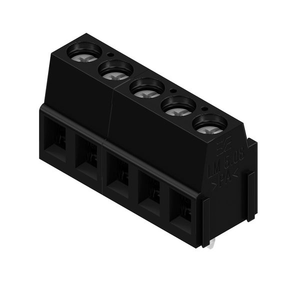 Printed circuit board terminals, 5.08 mm, Number of poles: 5, 90°, Solder pin length (l): 3.5 mm, tinned, black, Clamping yoke connection, Clamping range, max. : 2.5 mm², Box image 3