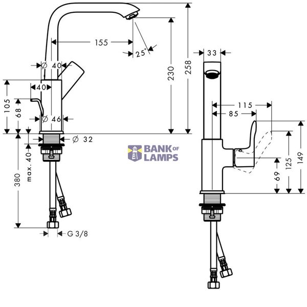 Metris 230 sink mixer with pop-up, chrome image 2