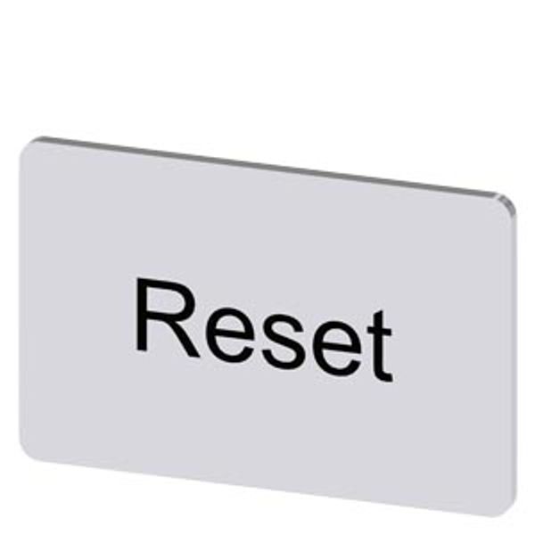 Labeling plate 17.5x27 mm, silver-colored label, labeling: Reset image 1