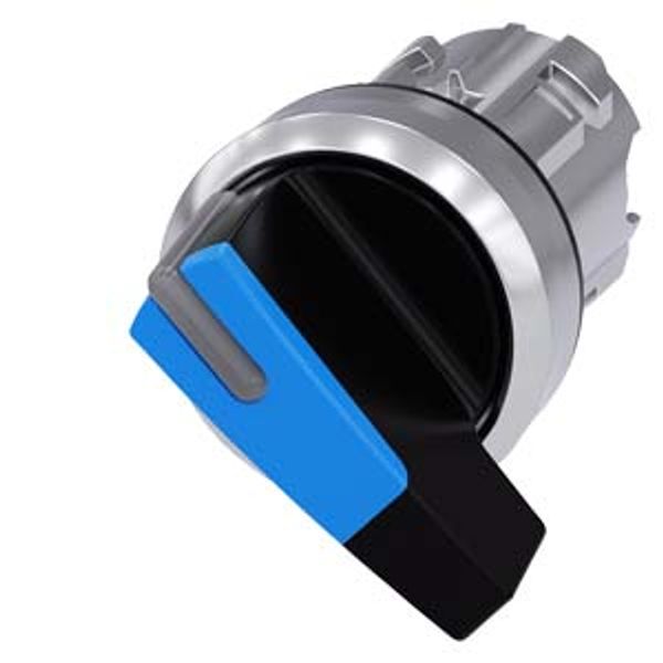 Toggle switch, illuminable, 22 mm, round, metal, high gloss, blue image 1