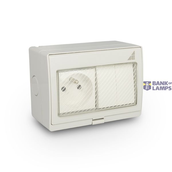 Single socket + double surface-mounted switch GPW2N IP55 "AQUA55" image 1