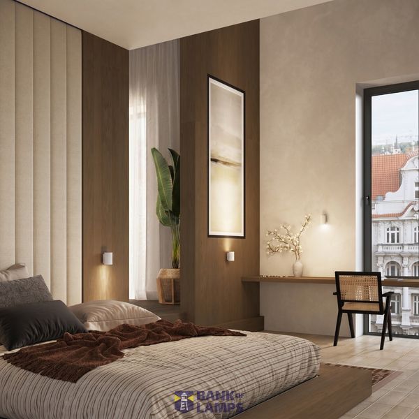 WHITE CARBON WALL LAMP WITH ELEGANT GU10 LAMP SHADE image 9