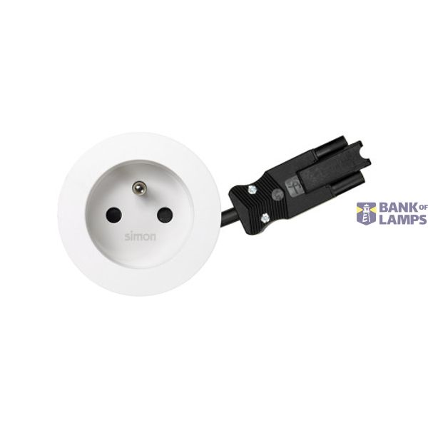 Furniture power socket with grounding (grounding pin), Simon 400 Flash 60, 230V, 16A, 20 cm cable; Wieland quick connector, white image 1