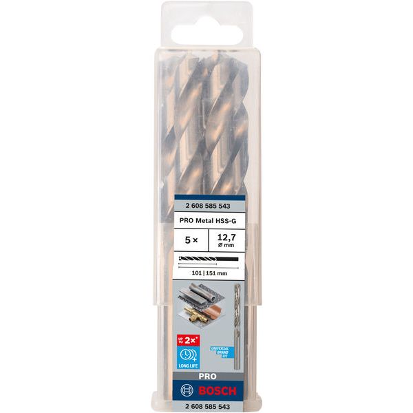 Metal drill bits HSS-G, DIN 338 12,7 x 101 x 151 mm 5 pcs. image 1