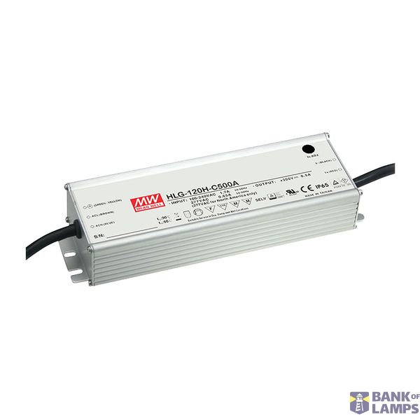 HLG-120H-C500A LED driver, IP65 150W, 150-300V, 500mA CC, MEAN WELL image 1