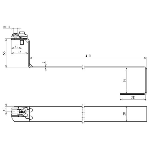 Roof conductor holder DEHNQUICK St/tZn f. Rd 6-10mm with brace L 410mm image 2