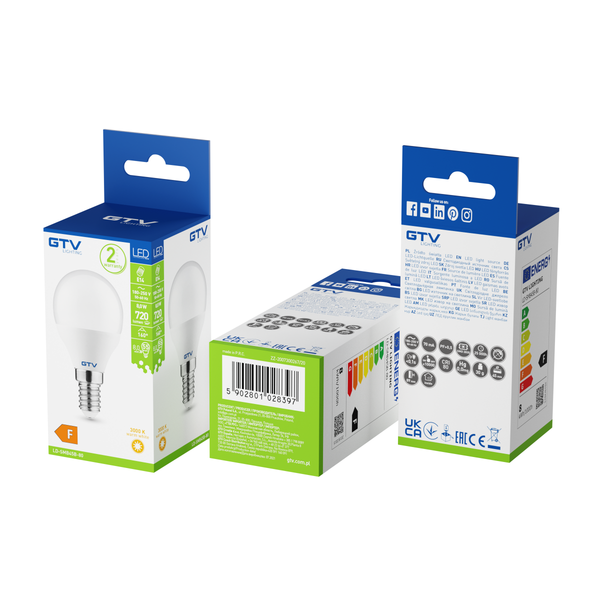 LED Bulb E14, B45, 8 W, 720 lm, 3000K, AC180-250V, 160° image 3