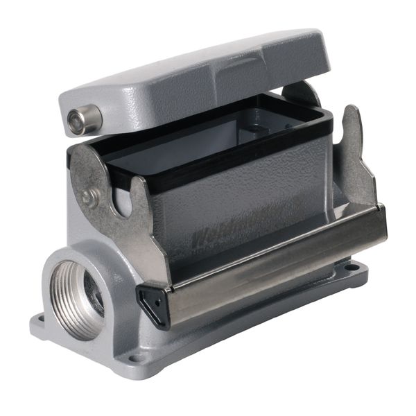 HDC enclosures, Size: 6, Protection degree: IP65, in plugged condition, Base housing, End-locking clamp, lower side, Standard, with cover, Size of cable entries: M 25 image 2