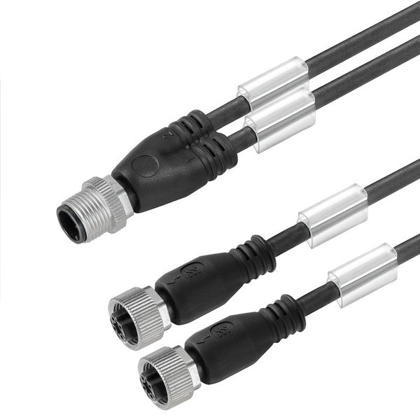 Sensor/actuator line, Connecting line, M12 / M12, Number of poles : 3, 1.5 m, Twin cabling, pin, straight, 2x socket, straight, Shielded: No, LED: No, Sheath material: PUR, Halogen: No image 1