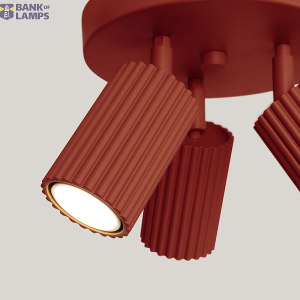 CARBON CEILING LAMP WITH REFLECTORS ON A ROUND RED HEADLINING 3XGU10 image 7
