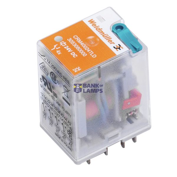 Industrial relay, 24 V DC, Green LED, Free-wheeling diode, 4 CO contac image 1