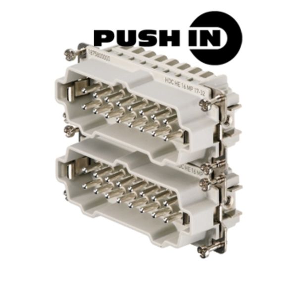 HDC insert, Male, 500 V, 16 A, Number of poles: 16, PUSH IN, Size: 6 image 1