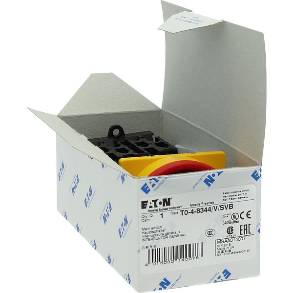 T0-4-8344/IVS On-Off switch, T0, 20 A, service distribution board mounting, 4 contact unit(s), 8-pole, with black thumb grip and front plate image 25