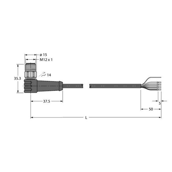 Actuator and Sensor Cable, PUR Connection Cable   WSSV4.5T-5/TXY3013 image 1
