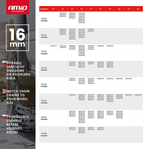 Snow chains 16 mm 4x4 KB-230 image 1