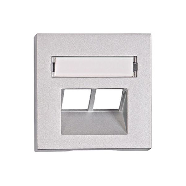 Cover for RJ45 UAE outlet, labelling window, 2-Port, silver image 1