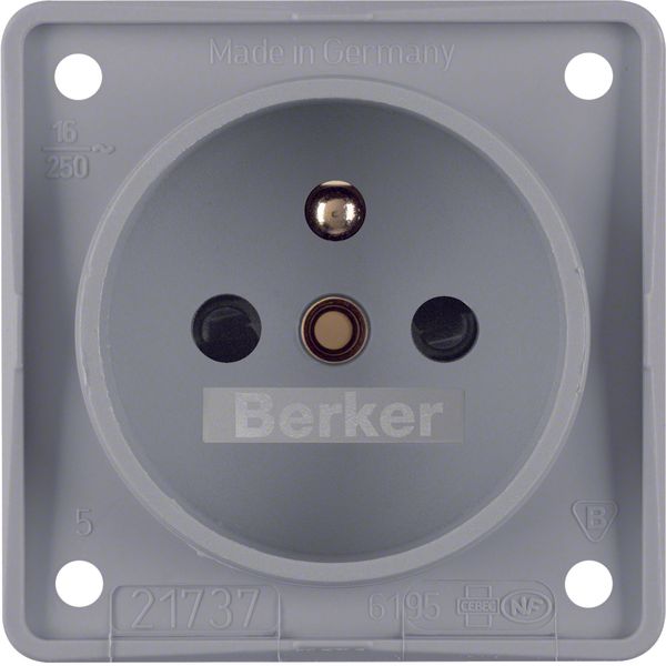 sock. outl. w. earth.pin FR/BE, cont. prot., screw term, Int. ins., gr image 1