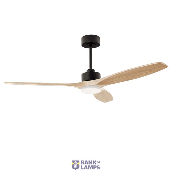Fan Stem Evo ø1220mm Black with Light Wood Blades Light wood LED 2875 SW 3000-4000-5000K ON-OFF image 1