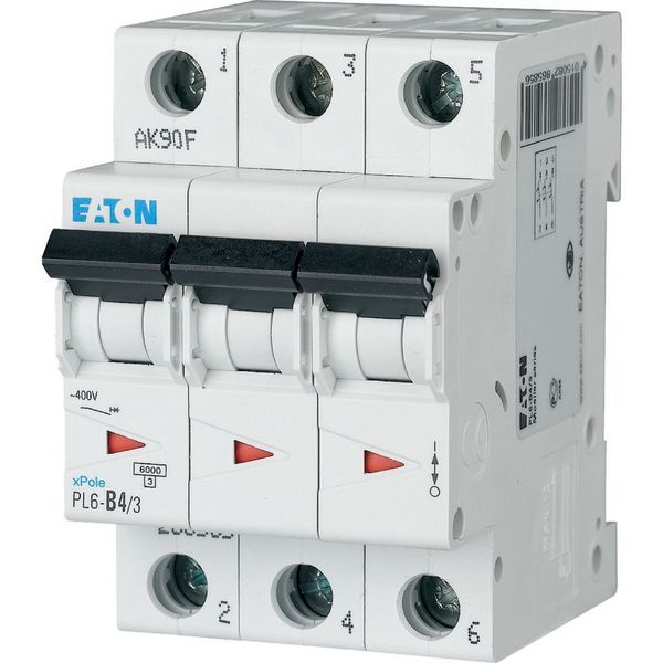 PL6-B4/3 Miniature circuit breaker (MCB), 4 A, 3p, characteristic: B image 1