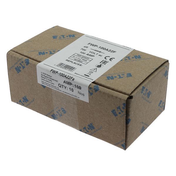 FWP high speed fuse, 700 Vac (IEC), 700 Vdc (UL), 100A, 200 kAIC at 300 Vdc, 50 kAIC at 300 Vdc, Non Indicating image 4