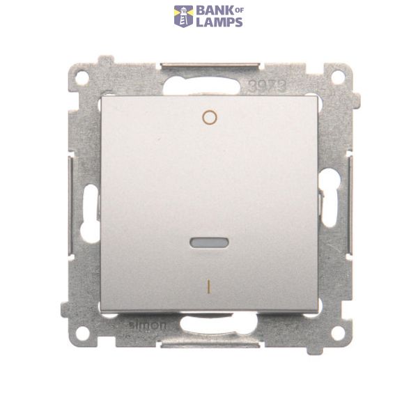 Double switch with LED indicator light, (module), 10AX, quick connection, Silver matt, metalic image 1