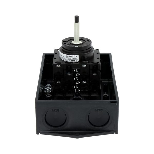 T3-3-15680/I2/SVB Main switch, T3, 32 A, surface mounting, 3 contact unit(s), 3 pole + N, 1 N/O, 1 N/C, Emergency switching off function, With red rotary handle and yel image 32