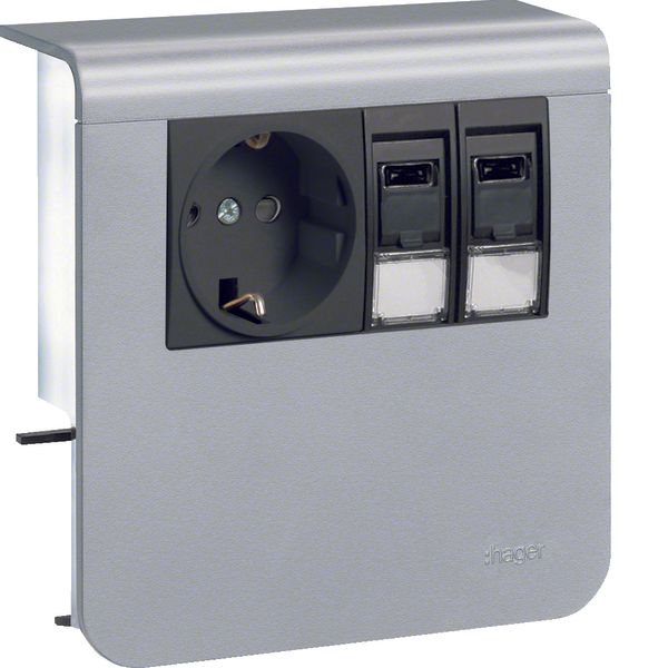 sock plinth s-outl+2xCat.6A SL 20x80 alu image 1