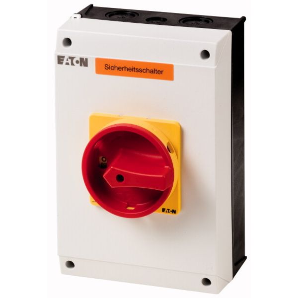 T5B-3-8342/I4-SI Safety switch, T5B, 63 A, 6 pole, Emergency switching off function, With red rotary handle and yellow locking ring, Lockable in position 0 with cover image 1