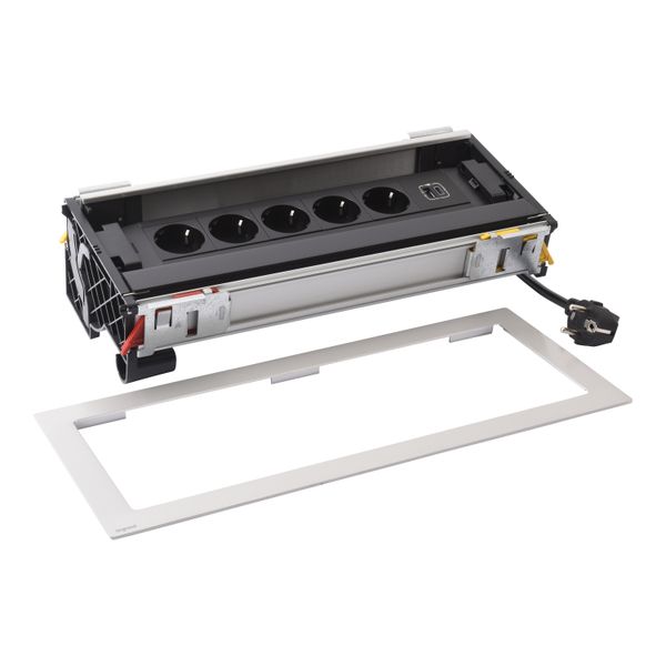 FLIP UP 12 modules METAL equipped with 5 sockets 2P+E SCH+ 1xUSB type A+C with 2m cord image 1