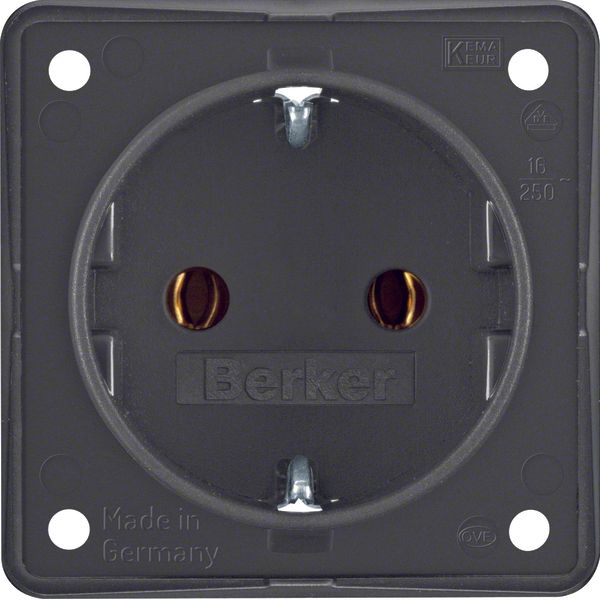 SCHUKO socket outlet, w. plug-in terminals, Int. module inserts, anthr image 1