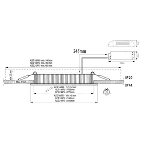 Downlight ALSD180PU IP44 11W 830/840 WH image 2