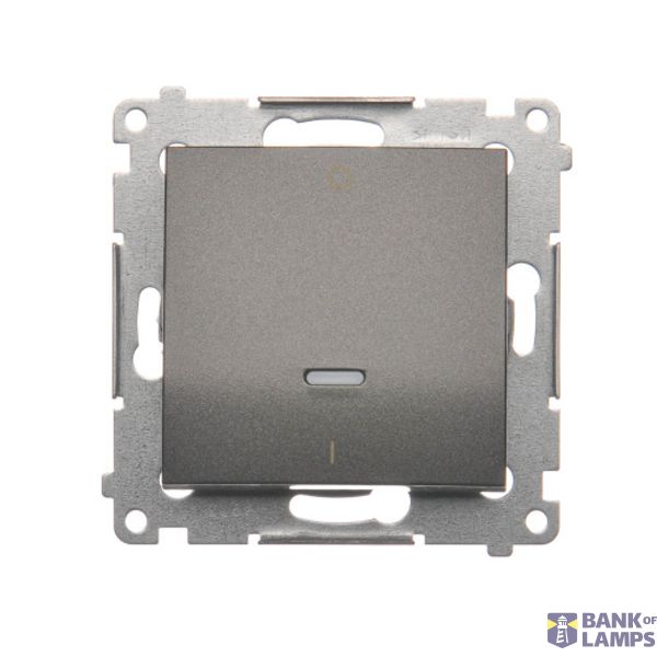 Double switch with LED indicator light, (module), 10AX, quick connection, anthracite, metalic image 1