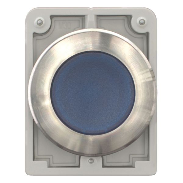 M30I-FDL-B Illuminated pushbutton actuator, RMQ-Titan, flat, momentary, Blue, blank, Front ring stainless steel image 3