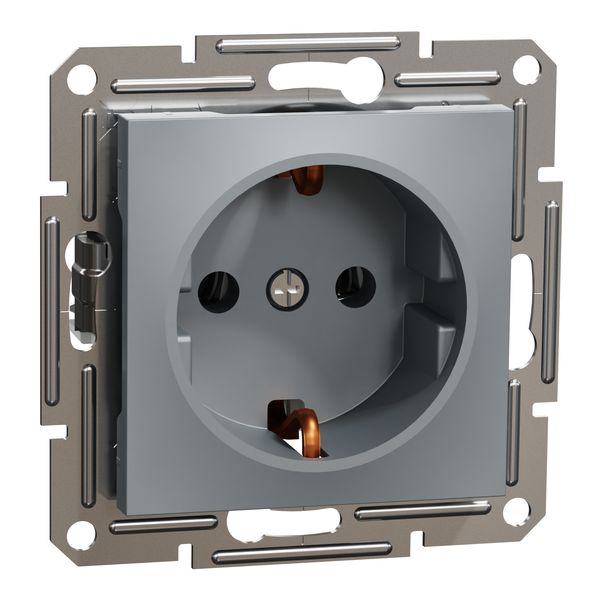 Asfora socket, grounded, frameless, 16 A, screw, STEEL image 1