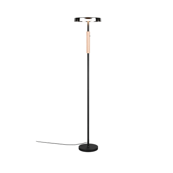 Celeste LED floor lamp matt black/chrome plated/wood image 1