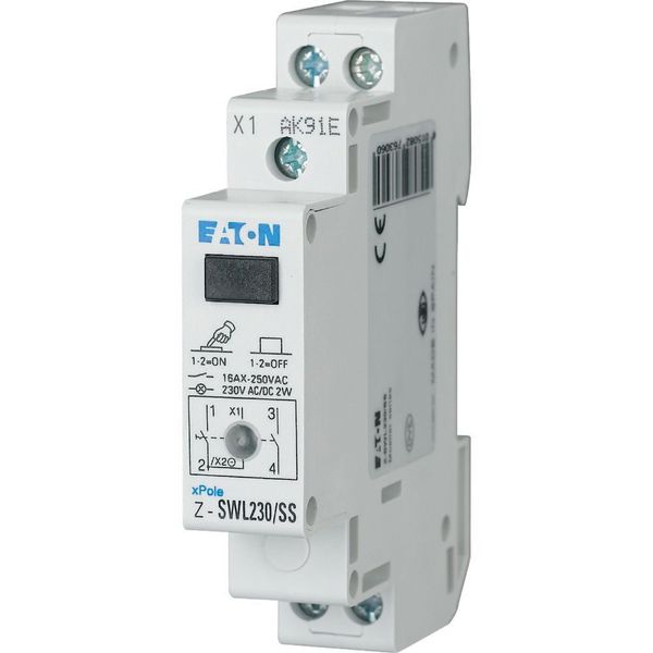 Z-SWL230/SS Switch with LED, 230AC/DC, 2N/O, 16A, orange, 1HP image 4