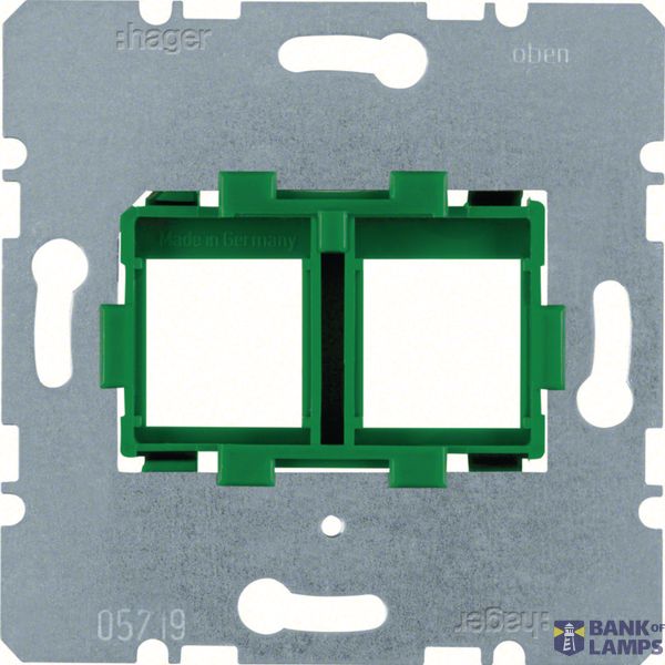 Mounting plate modular jacks, 2-way, green holder (17 x 18 mm) image 1
