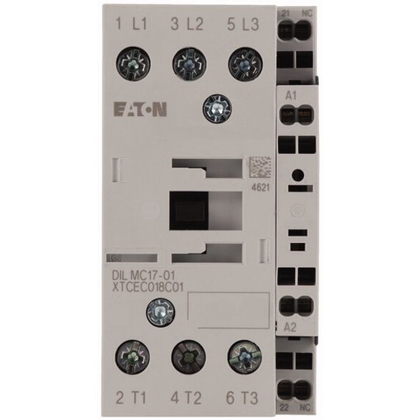 Contactor, 3 pole, 380 V 400 V 7.5 kW, 1 NC, 220 V 50/60 Hz, AC operation, Spring-loaded terminals image 2