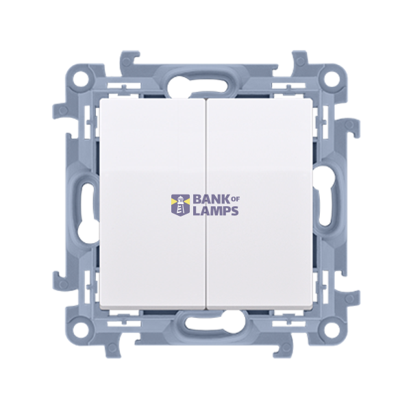 Double two-way switch without pictogram, 10AX, white image 1