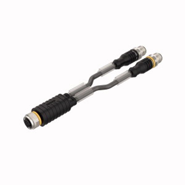 2-Way Splitter Y-Splitter with Cable, Female Connector M12 × 1 - 2 × Male Connectors M12 × 1   VBRK4.4-2RSC4T-0.3/0.3/TEL image 1