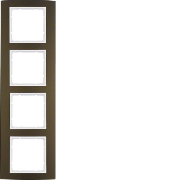 Frame 4gang, B.3, al. brown/p. white matt, al. anodised image 1