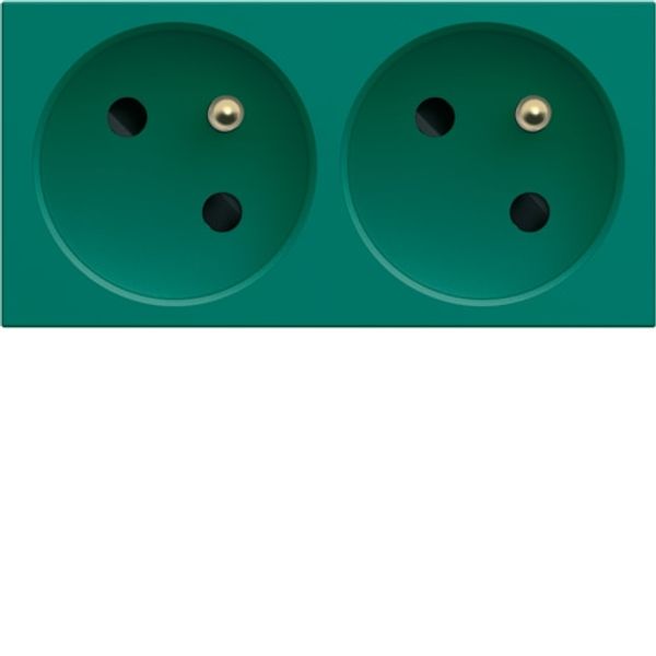 Dble socket trunk gallery 2P+E 16A green image 1