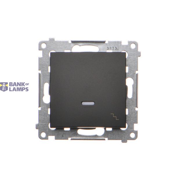 Two-way switch with LED illumination, (module), 16AX, Screw, black matt image 1